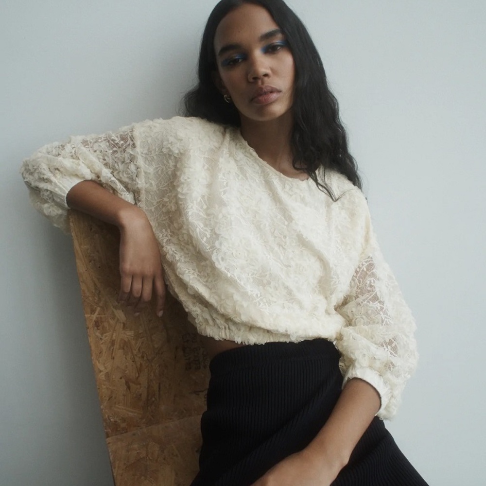NWT Zara Lacey top- Medium